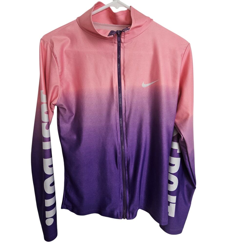 Nike Jacket Zip Up Jacket Women Purple Pink Ombre Athletic Jacket Women Swoosh